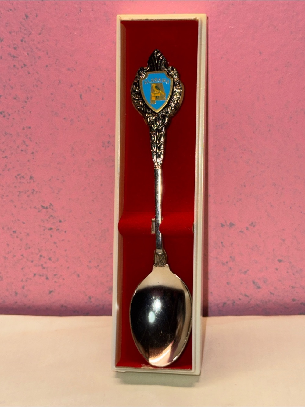 Alabama Crest Decorative Souvenir Spoon with Blue Shield